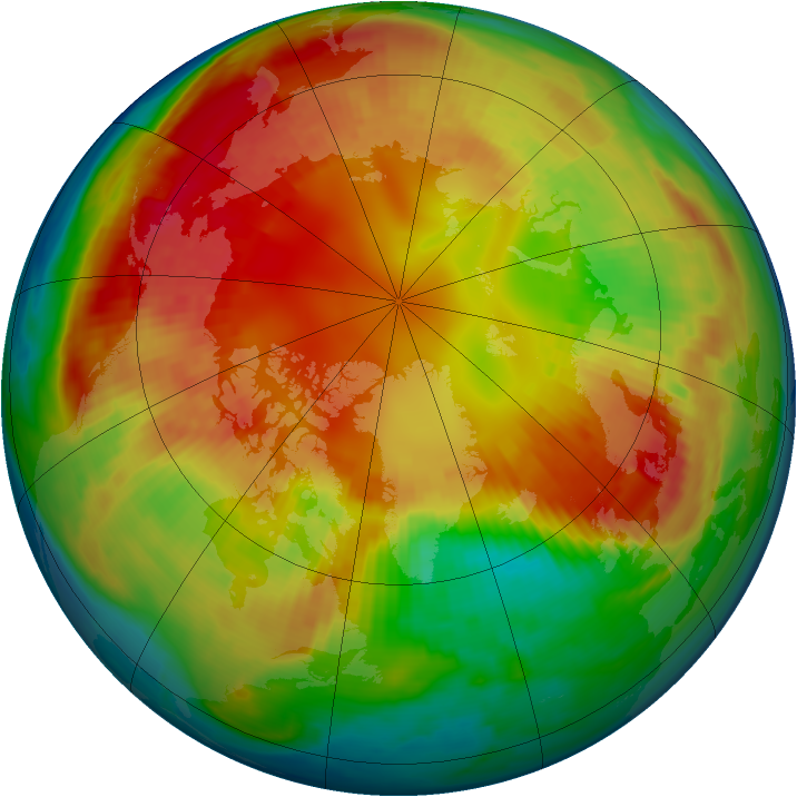 Arctic ozone map for 22 February 1999